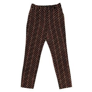 Topshop Geometric Ankle Crop Trousers Stretch Pants Womens Size 2 Black Orange